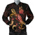 New Caledonia Polynesian Men's Bomber Jacket - Turtle With Blooming Hibiscus Gold Gold - Polynesian Pride