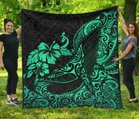 Polynesian Hawaii Premium Quilt - Polynesian Turquoise Humpback Whale - Polynesian Pride