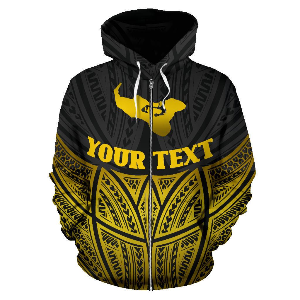 Tonga Polynesian Custom Zip up Hoodie Gold Pride Map and Seal - Polynesian Pride