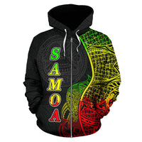 American Samoa Polynesian Zip up Hoodie Coconut Tree Reggae - Polynesian Pride