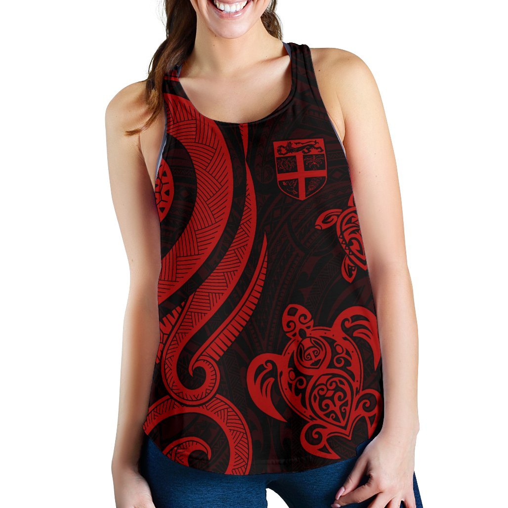 Fiji Polynesian Women Racerback Tank - Red Tentacle Turtle - Polynesian Pride