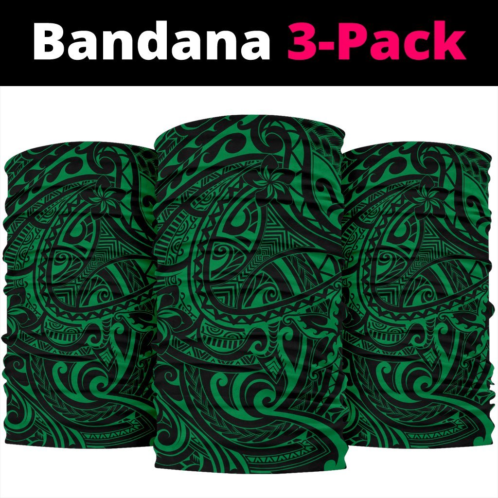 Polynesian Plumeria Tattoo Green Unisex Bandana One Size Green - Polynesian Pride