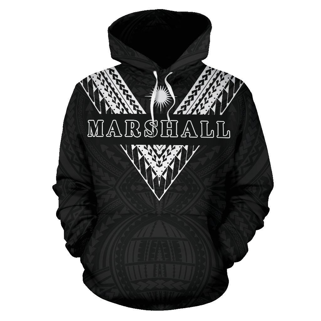 Marshall Islands All Over Hoodie Black White Sailor Style - Polynesian Pride