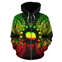 Cook Islands Polynesian All Over Zip up Hoodie Map Reggae - Polynesian Pride