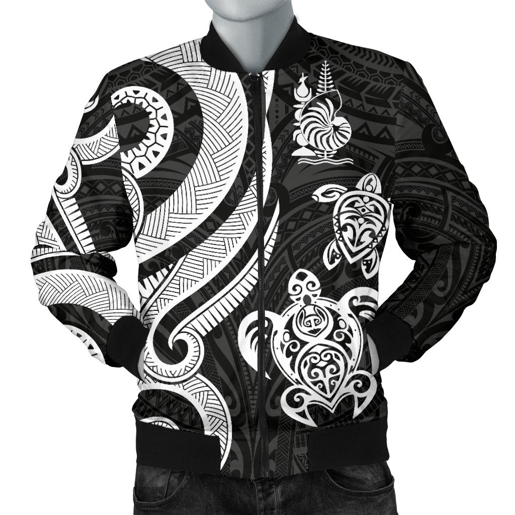 New Caledonia Men's Bomber Jacket - White Tentacle Turtle White - Polynesian Pride