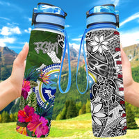 Federated States of Micronesia Hydro Tracking Bottle White - Turtle Plumeria Banana Leaf Hydro Tracking Bottle 32oz Large White - Polynesian Pride