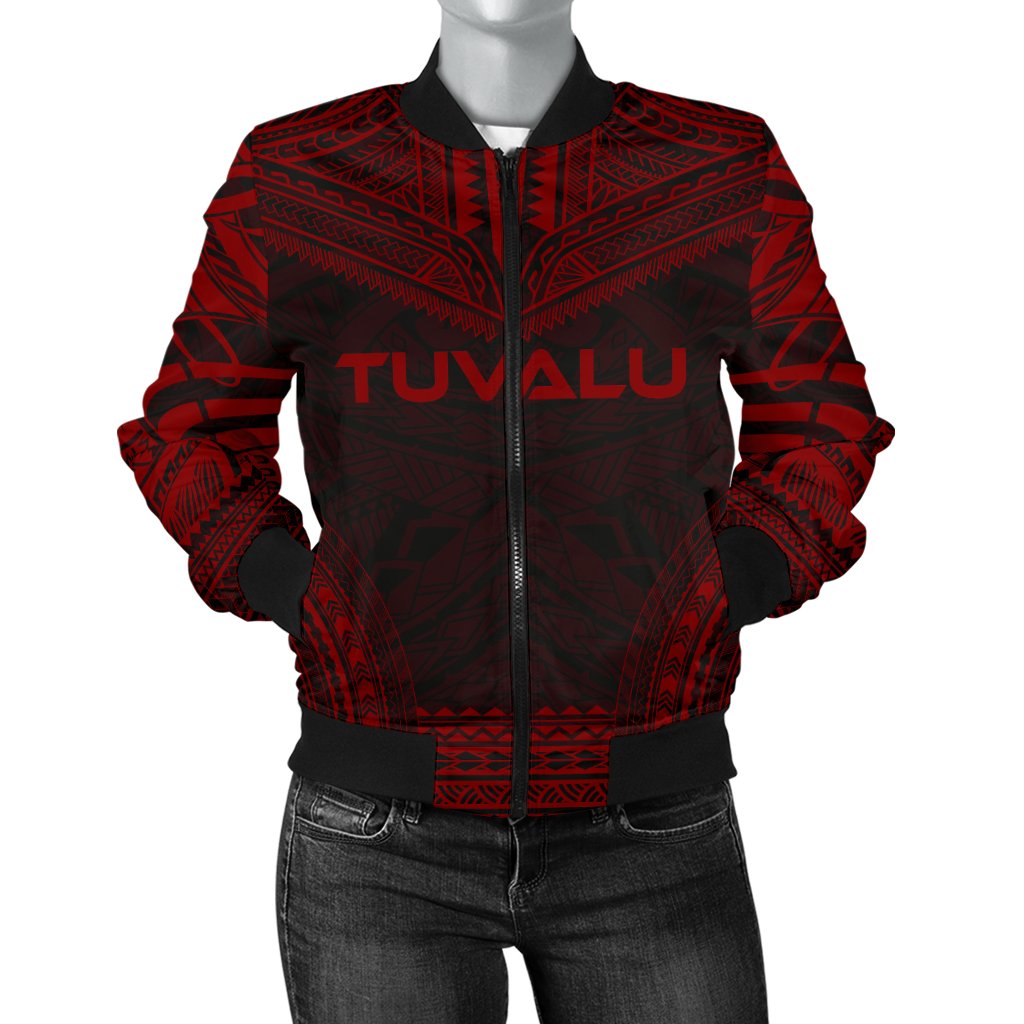 Tuvalu Polynesian Chief Women'S Bomber Jacket - Red Version Red - Polynesian Pride