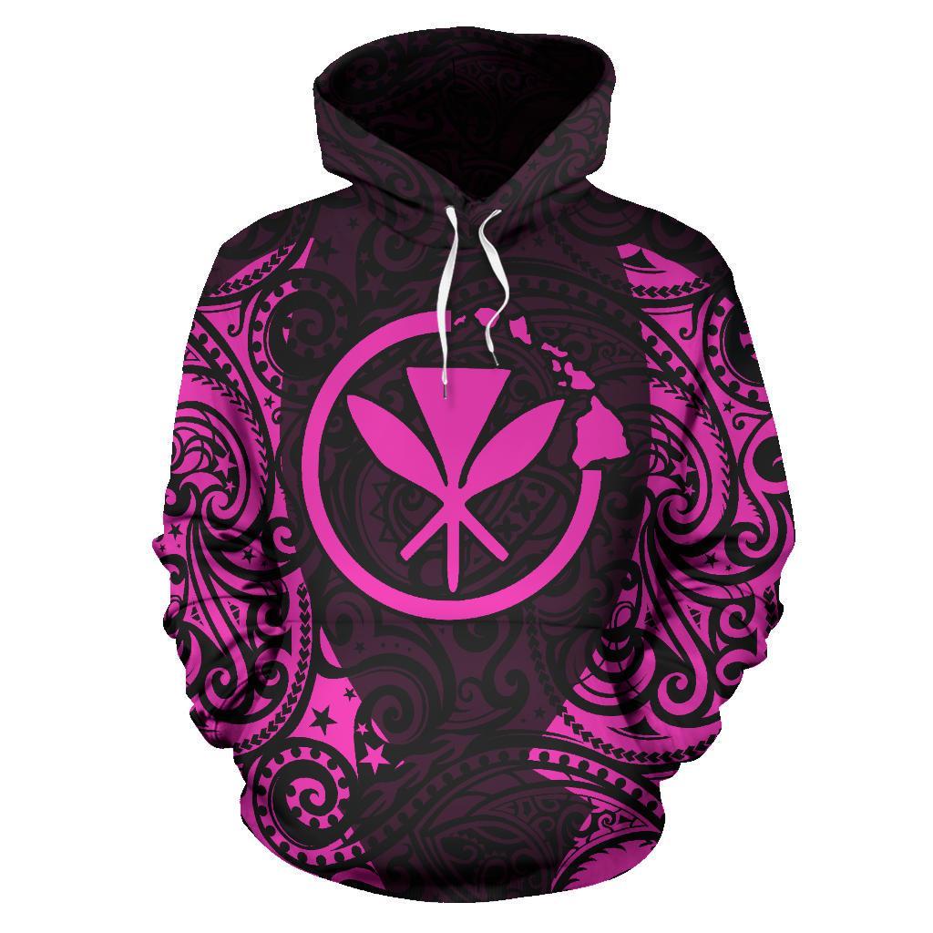 Hawaii Hoodie Kanaka Maoli Polynesian Tattoo Pink - Polynesian Pride