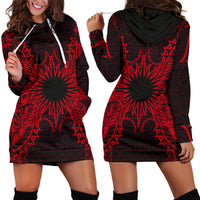 Marshall Islands Polynesian Hoodie Dress Map Red Red - Polynesian Pride
