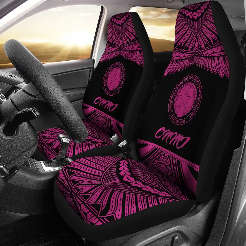 Northern Mariana Islands Polynesian Car Seat Covers - Pride Pink Version Universal Fit Pink - Polynesian Pride