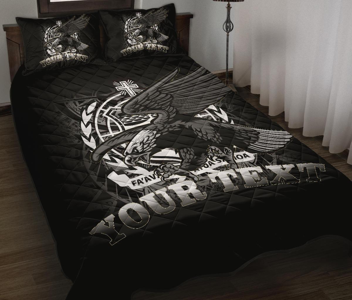 Samoa Polynesian Custom Personalised Quilt Bed Set - Samoa Eagle Black - Polynesian Pride