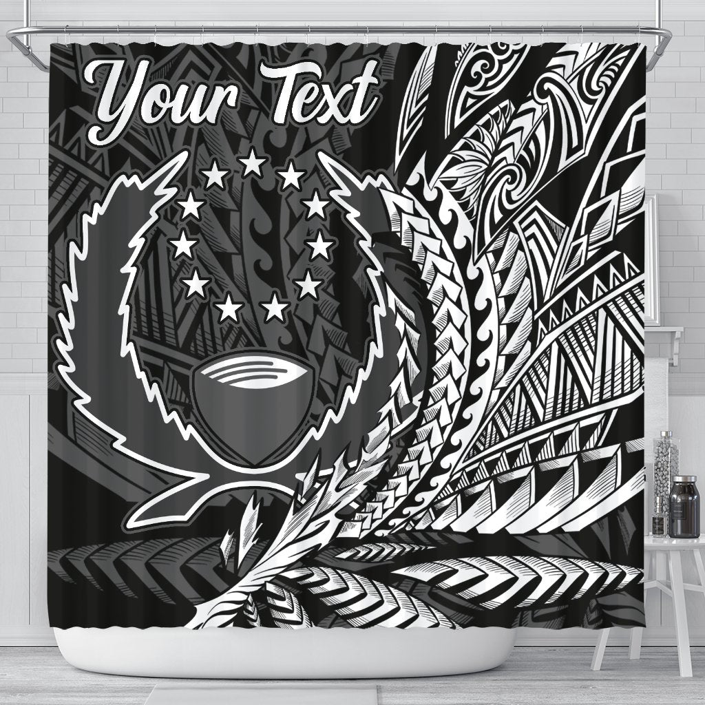 Pohnpei State Shower Curtains - Custom Personalised Wings Style 177 x 172 (cm) Black - Polynesian Pride