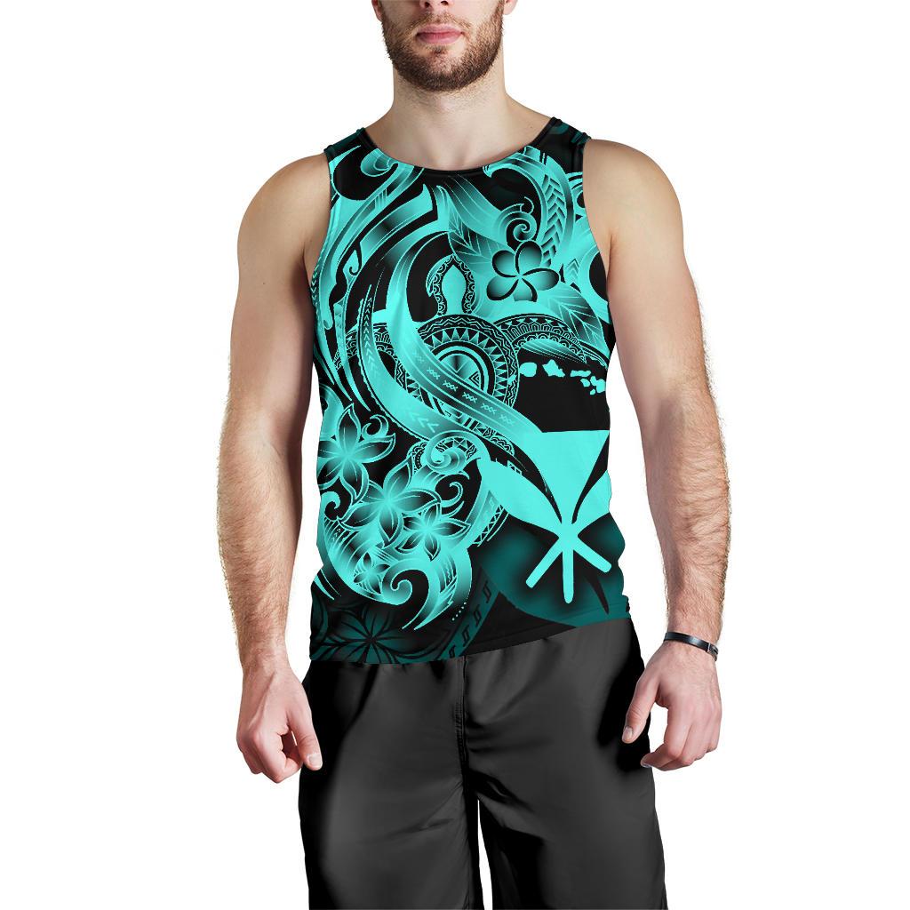 Polynesian Hawaii Men's Tank Top - Kanaka Maoli Blue Turtle - Polynesian Pride