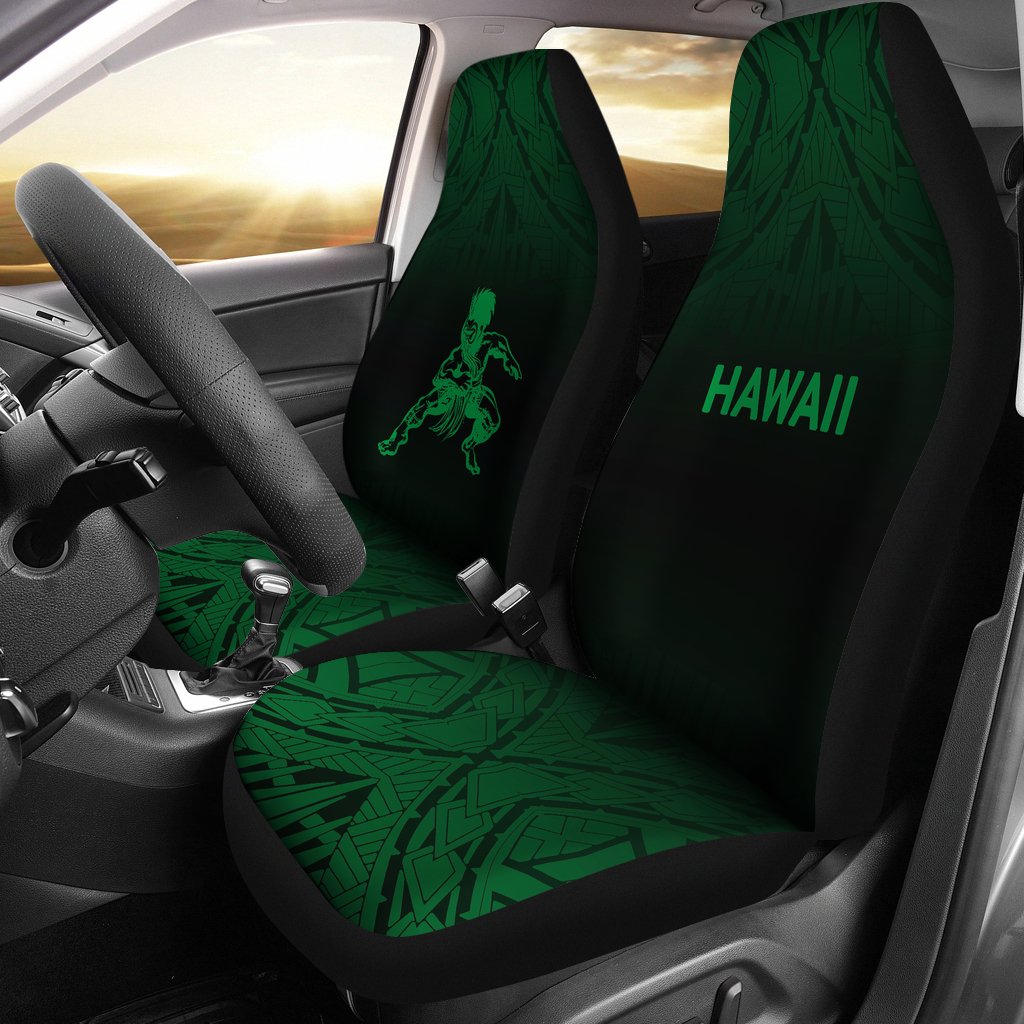 Hawaii Car Seat Covers - Polynesian Warriors Tattoo Fog Green Universal Fit Green - Polynesian Pride