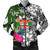 Fiji Custom Personalised Men's Bomber Jacket White - Turtle Plumeria Banana Leaf Crest White - Polynesian Pride