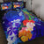 American Samoa Polynesian Custom Personalised Quilt Bed Set - Humpback Whale with Tropical Flowers (Blue) Blue - Polynesian Pride