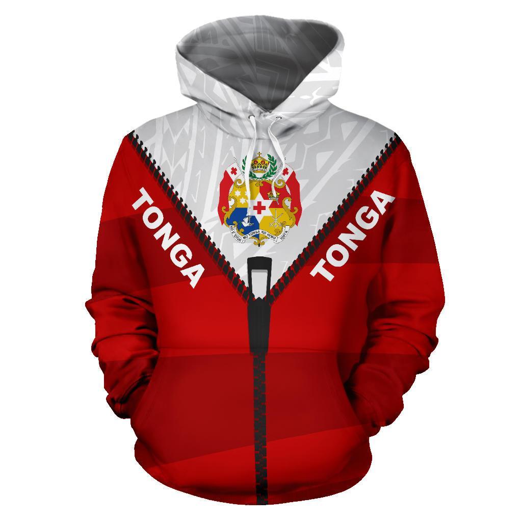Tonga Hoodie Tonga Coat of Arms Flag With Straight Zipper Style 2.02 - Polynesian Pride