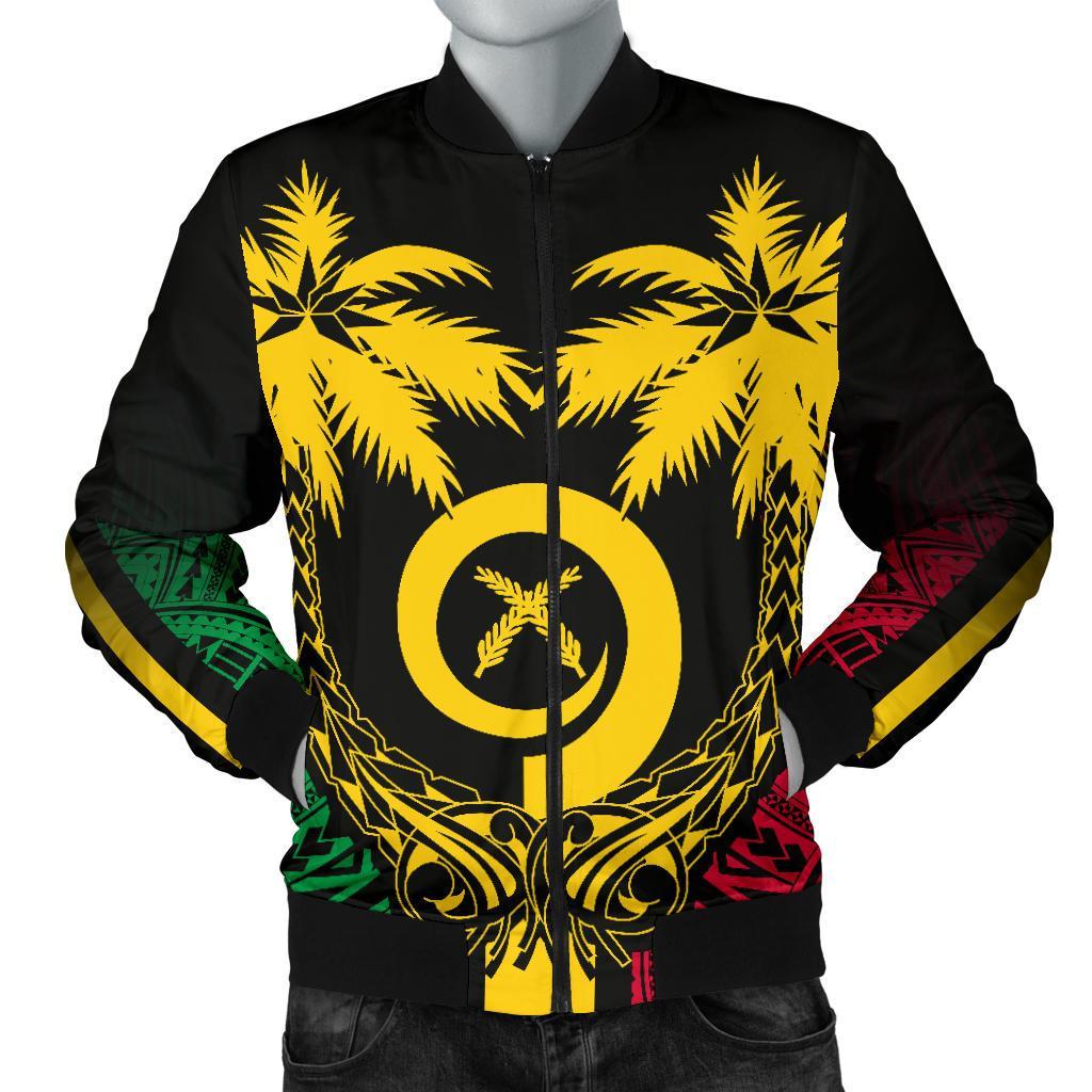 Vanuatu Coconut Men's Bomber Jacket Black - Polynesian Pride