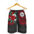 Tahiti Polynesian Men's Shorts - Hibiscus and Sea Turtle (Red) - Polynesian Pride