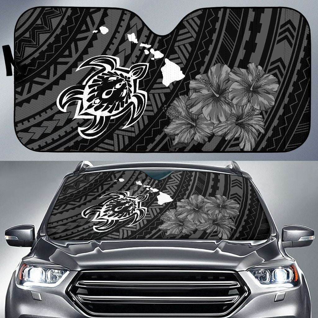 Hawaiian Hibiscus Sea Turtle Swim Polynesian Car Sun Shade Auto Sun Shade Universal Fit Blue - Polynesian Pride