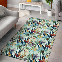 Tropical Flower, Plant And Leaf Pattern Rug Black - Polynesian Pride