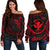 Hawaii Polynesian Custom Personalised Women's Off Shoulder Sweater - Red Tribal Wave Red - Polynesian Pride