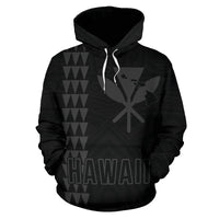Polynesian Kakau Kanaka Map of Hawaii Hoodie Gray - Polynesian Pride