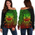 American Samoa Custom Personalised Women's Off Shoulder Sweater - AS Seal Rocket Style (Reggae) Black - Polynesian Pride