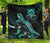 Tuvalu Polynesian Premium Quilt - Turtle With Blooming Hibiscus Turquoise - Polynesian Pride