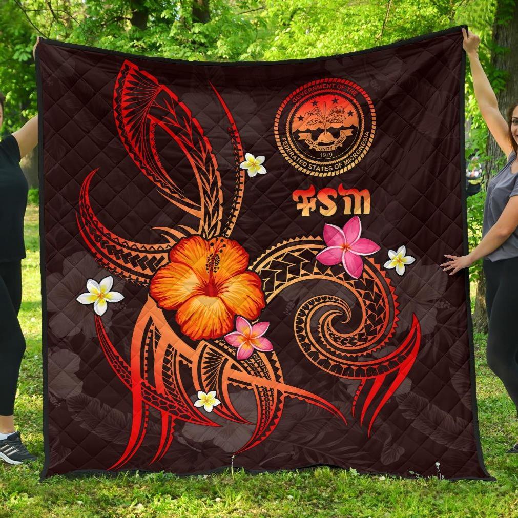 Federated States of Micronesia Polynesian Premium Quilt - Legend of FSM (Red) Red - Polynesian Pride