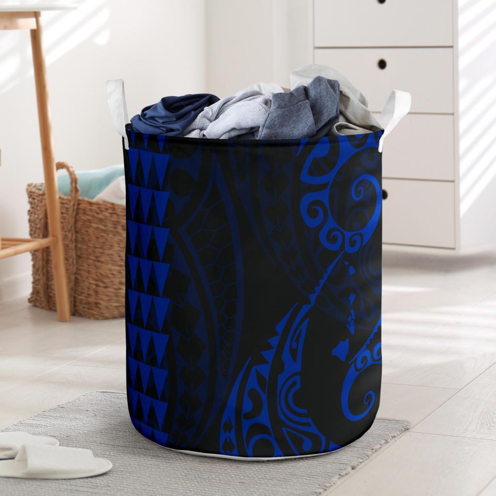 Kakau Polynesian Map Hawaii Laundry Basket Blue AH Laundry Basket - 1 One Size Blue - Polynesian Pride