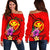 Hawaii Polynesian Custom Personalised Women's Off Shoulder Sweater - Floral With Seal Red Red - Polynesian Pride