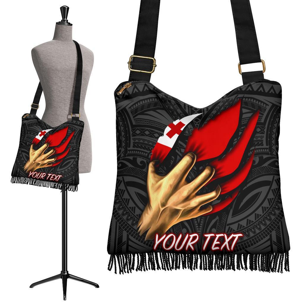 Tonga Personalised Crossbody Boho Handbag - Tongan Is Myself (Black) - Polynesian Pride