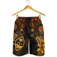 Guam Polynesian Men Shorts - Gold Turtle Homeland - Polynesian Pride