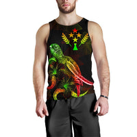 Kosrae Polynesian Men Tank Top - Turtle With Blooming Hibiscus Reggae - Polynesian Pride