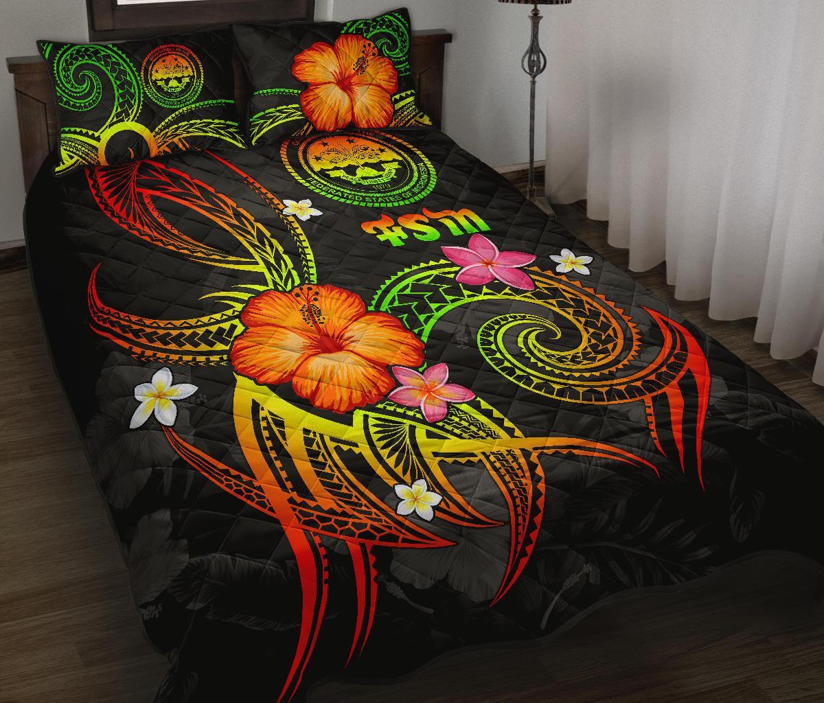 Federated States of Micronesia Polynesian Quilt Bed Set - Legend of FSM (Reggae) Art - Polynesian Pride