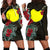 Palau Hoodie Dress - Palau Flag Hibiscus Black - Polynesian Pride