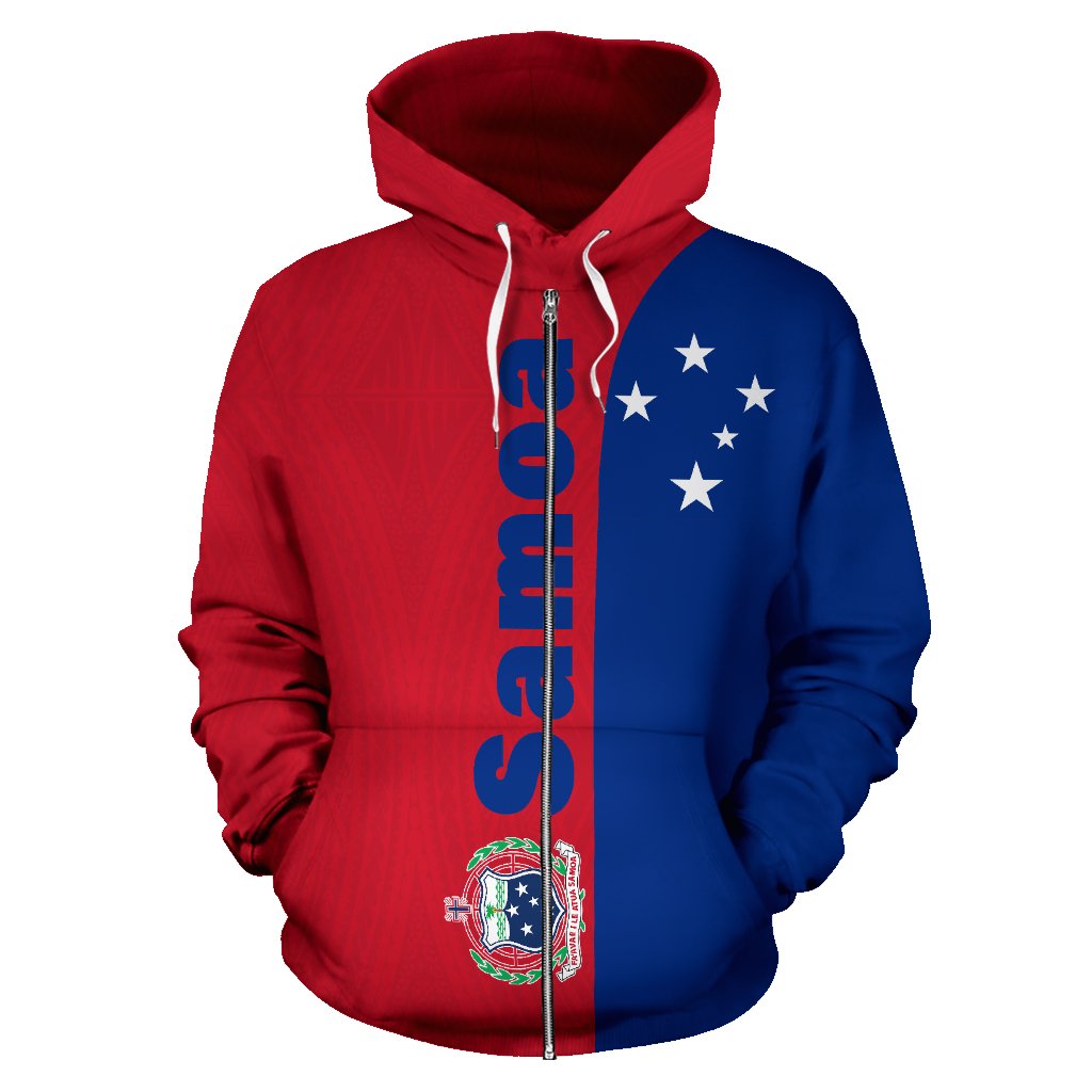 Samoa Polynesian All Over Zip up Hoodie Shoulder Style - Polynesian Pride