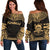 Tuvalu Polynesian Chief Women's Off Shoulder Sweater - Gold Version Gold - Polynesian Pride