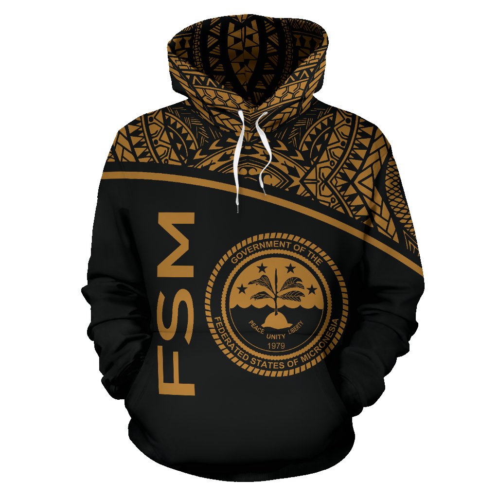 Federated States of Micronesia All Over Hoodie Micronesia Curve Gold Style - Polynesian Pride