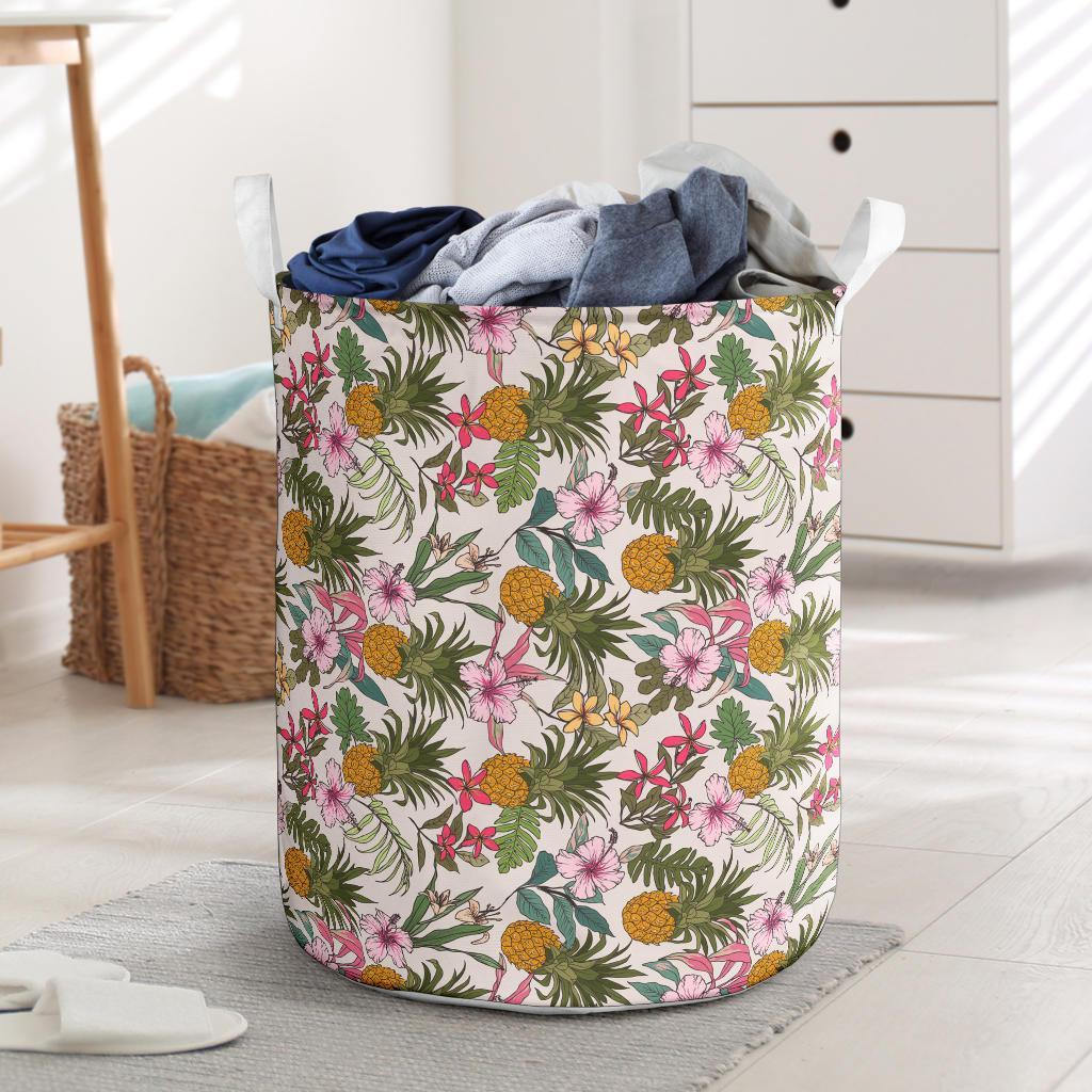 Tropical Pineaapple Hawaii Laundry Basket AH Laundry Basket - 2 One Size White - Polynesian Pride