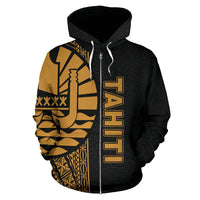 Tahiti (French Polynesia) Polynesian Zip up Hoodie Yellow Line - Polynesian Pride