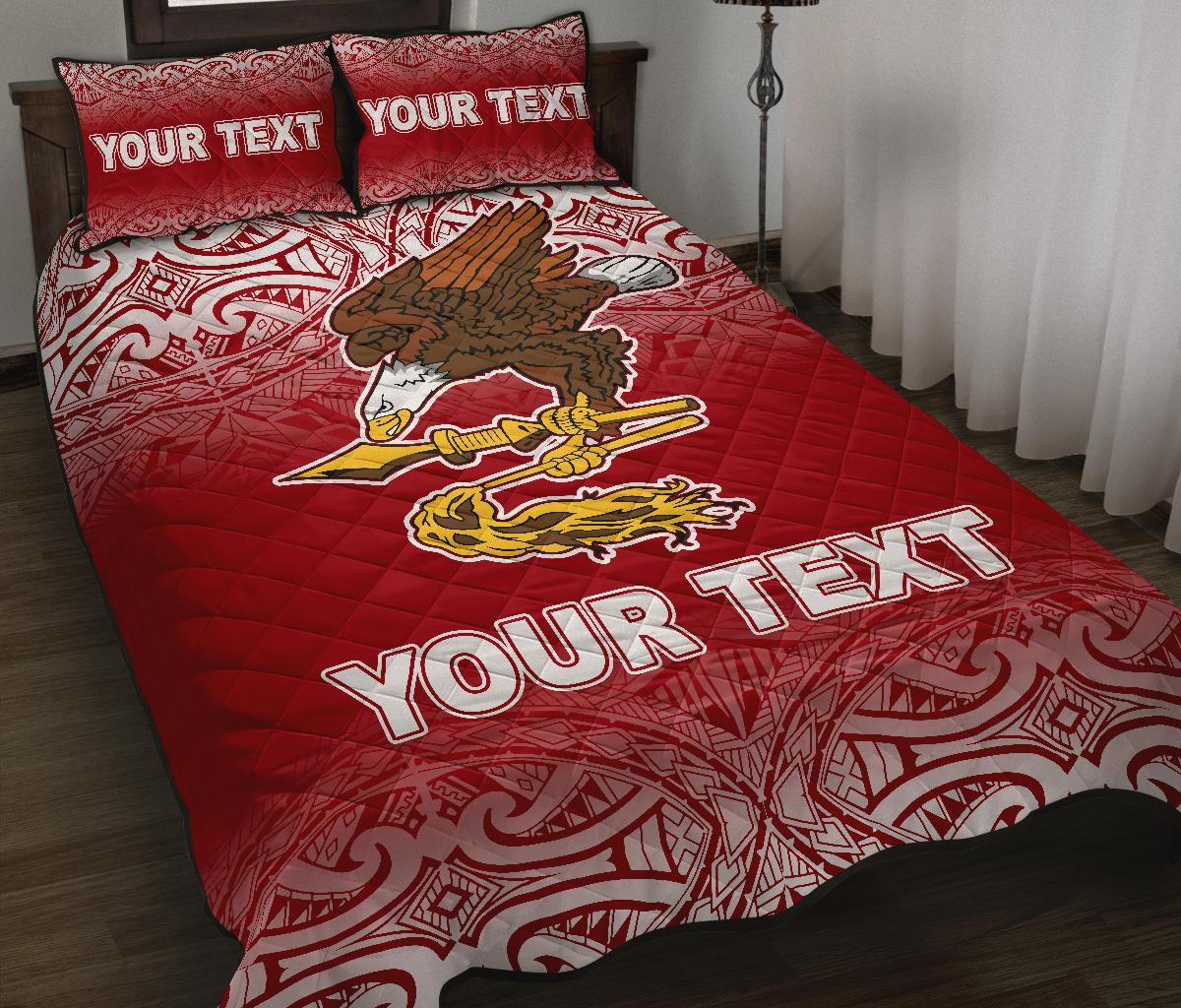 American Samoa Custom Personalised Quilt Bed Set - American Samoa Flag Polynesian Tattoo Red Frog Red - Polynesian Pride