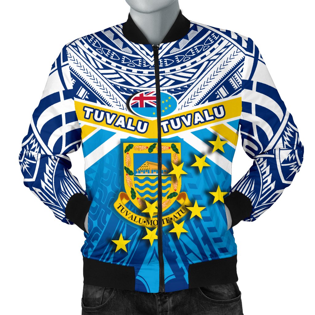 Tuvalu Rugby Men Bomber Jacket Polynesian Flag Blue - Polynesian Pride