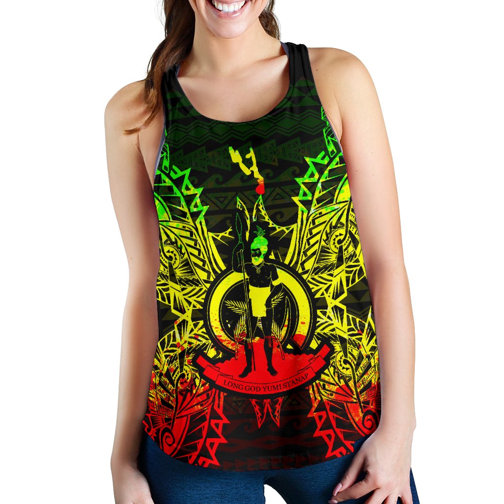 Vanuatu Polynesian Women Tank Top Map Reggae Reggae - Polynesian Pride