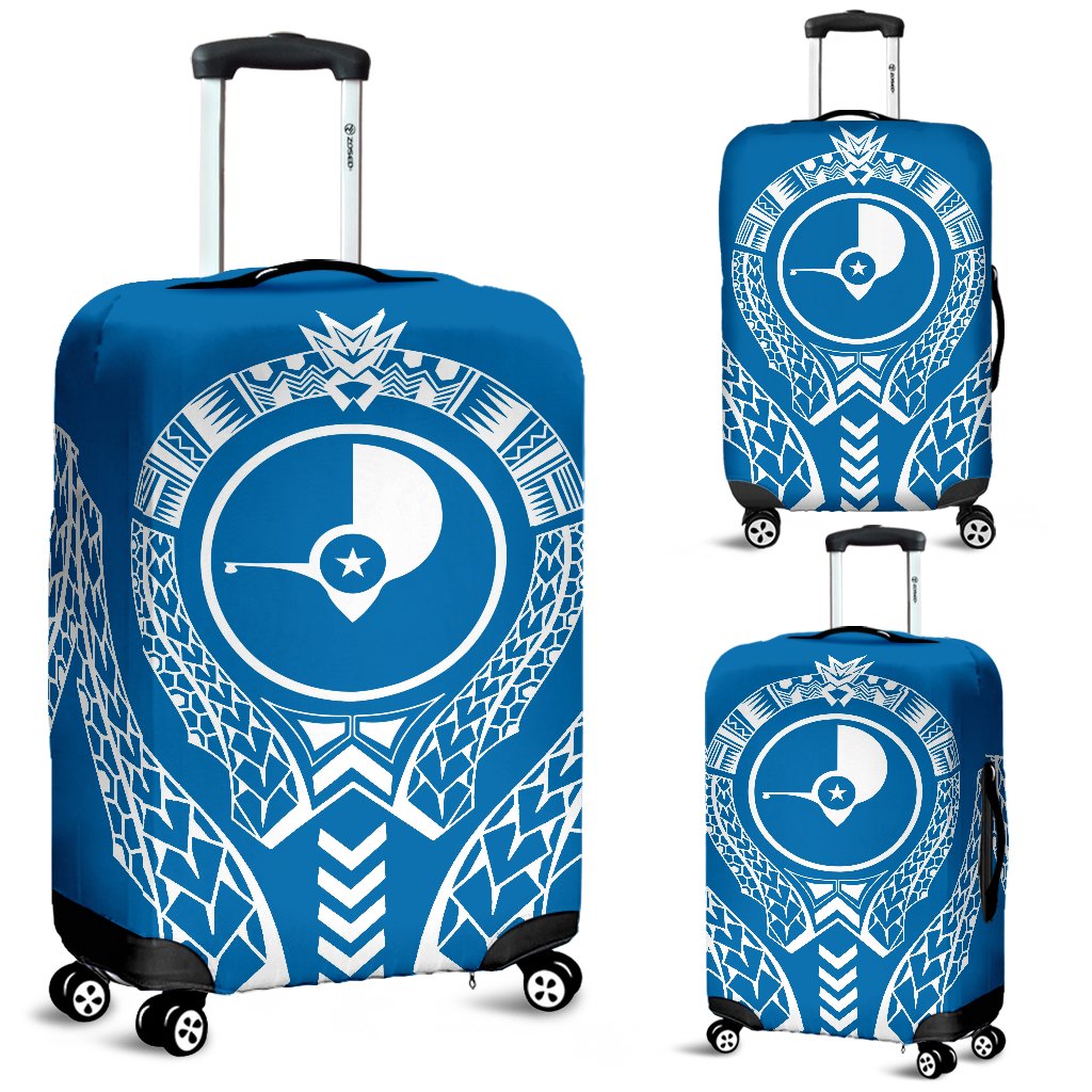 Yap Luggage Cover - Micronesian Tribal Blue Blue - Polynesian Pride