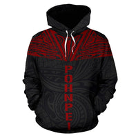Pohnpei All Over Hoodie Red Neck Style - Polynesian Pride