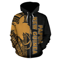 Papua New Guinea Polynesian All Over Zip up Hoodie Gold Line - Polynesian Pride