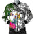 Niue Custom Personalised Men's Bomber Jacket White - Turtle Plumeria Banana Leaf White - Polynesian Pride