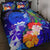 Polynesian Hawaii Quilt Bed Set - Humpback Whale with Tropical Flowers (Blue) Blue - Polynesian Pride